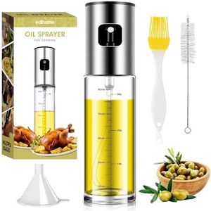 Edihome, Keukenoliespray, verstuiver voor airfryer, 100 ml, druppelvrije spray, airfryer accessoires zonder, glas en roestvrij staal