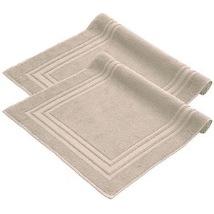 Komfortec Badmat Set - 2 stuks - 50x70 cm - 100% Katoen - Zachte en Absorberende Douchemat/Handdoek - Beige