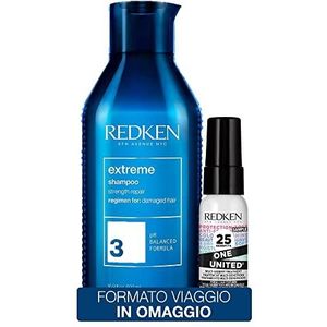 Redken Set Extreme Shampoo 300 ml + Voyage One United voor beschadigd haar, Extreme