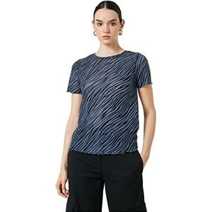 Koton Zebra T-shirt met korte mouwen dames T-shirt, Blauw ontwerp (6d7)