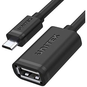 UNITEK Micro USB OTG kabel USB naar Micro USB On-The-Go voor smartphones, tablets, 480 Mbps, 20 cm lengte, zwart, compatibel met Samsung Galaxy S6 S7 Edge, Tab 3, Huawei P9 / P10 Lite