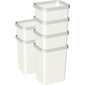 Cetomo Vuilnisbak set van 6 8,2 l x 6 vuilnisemmers prullenbak voor badkamer keuken thuis kantoor slaapzaal (wit)