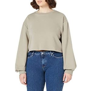 NA-KD Sweatshirt met korte mouwen voor dames met volumineuze mouwen, grijs.