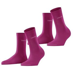 ESPRIT Effen 2-pack ademende biologische sokken duurzaam versterkt katoen duurzaam zacht platte teennaad voor dagelijks gebruik en werk multipack 2 paar, Helder roze (8768)