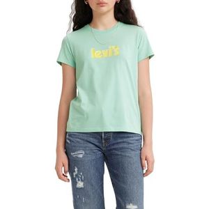Levi's The Perfect Tee T-shirt voor dames (1 stuk), Offset Poster Logo Pastel Blue