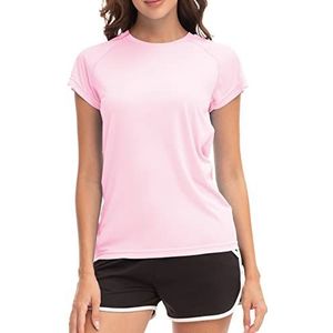 MEETWEE Rash Guard UV Surf T-shirt voor dames, badpak met korte mouwen, UPF 50+, Lila.