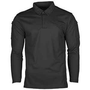 Mil-Tec Poloshirt, tactisch, met lange mouwen, sneldrogend, Vite Quick Dry, zwart.