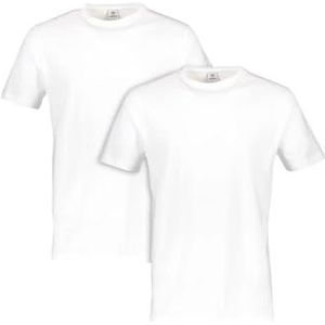 LERROS Set van 2 T-shirts voor heren, ronde hals, wit, S, Wit