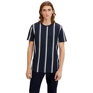 TOM TAILOR Denim Heren T-shirt, 30370 - crème navy verticale strepen, XL, 30370 - crème navy verticale streep
