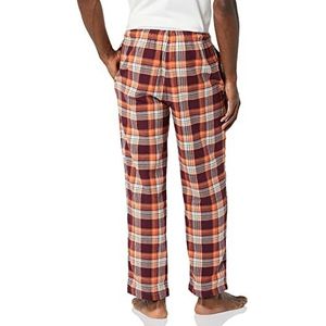 Amazon Essentials Flanellen pyjamabroek voor heren (verkrijgbaar in grote maten), bordeauxrood, oranje en wit, maat XL