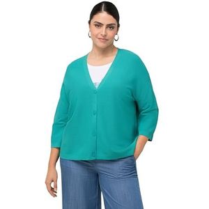 Ulla Popken Gebreide jas, Linksstrick, oversized, V-hals vest voor dames (1 stuk), Groen