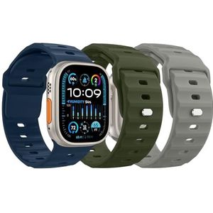MoKo Horlogebandje compatibel met Apple Watch Ultra/Ultra2 49 mm/Series 9/8/7/6/5/4/3/2/1/SE 42/44/45 mm, reservearmband van dikke siliconen, eenvoudig te installeren, 3 stuks