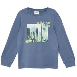 s.Oliver T-shirt à manches longues en jersey doux avec impression photo et poignets côtelés, Bleu pâle, 140
