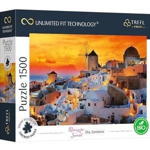 Trefl Prime - UFT Romantic Sunset puzzels: Oia, Santorini - 1500 stukjes, dik karton, biologisch, eco, romantisch Griekenland, vakantie, entertainment voor volwassenen en kinderen vanaf 12 jaar