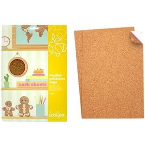 LOOLIPO - Zelfklevende kurk – A4-2 coupons – 21 x 29,7 cm – materialen om te bewerken – natuurlijk papier – creatieve hobby – handmatige activiteit – L110030