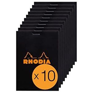 RHODIA 122009C – notitieblok, nr. 12, zwart, 8,5 x 12 cm, kleine ruitjes, 80 afneembare vellen, wit papier, 80 g/m², omslag van gecoate kaart, 10 stuks