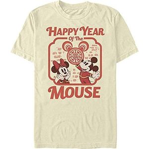 Disney Happy Mouse Year T-shirt voor heren, crème, S, Crème