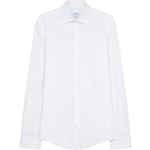 Seidensticker Zakelijk overhemd voor heren, strijkvrij met rechte snit, gevormde kentkraag, 100% katoen, Wit