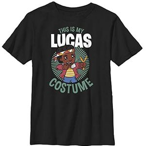 Stranger Things Lucas Costume T-Shirt à Manches Courtes, Noir, Taille Unique Mixte Enfant, Noir, Taille unique