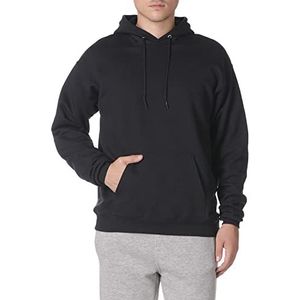 Hanes Zware katoenen hoodie met capuchon. 2. Grote maten zware katoenen hoodie met asymmetrische capuchon voor heren (1 stuk), zwart.