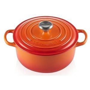 Le Creuset Signature Geëmailleerde Gietijzeren Cocotte met Deksel, Ø 20 cm, Rond, 2.4 L, 3.092 kg, Vulkanisch, 21177200902430