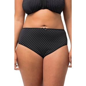 Ulla Popken Midislips, 5-pack, punkte/effen damesslips, zwart.