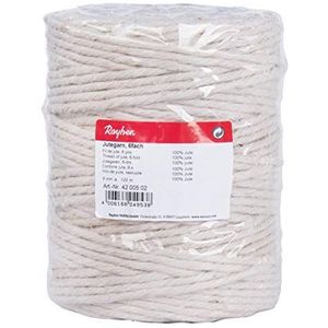 Rayher Jute garen in spoel €"" jute touw 6-laags €"" 100% natuurlijke jute 6 mm diameter spoel 120 m lengte €"" ideaal voor activiteiten van creatieve kunsten, kleur: wit