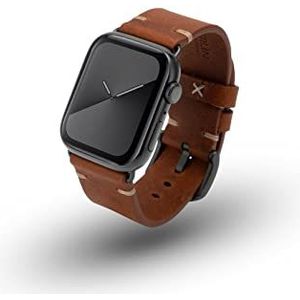 JT Berlin Alex II Vintage leren armband voor Apple Watch 49 mm/45 mm/44 mm/42 mm [Watch Ultra, Watch SE, Series 8/7, 6, 5, 4/3, 2/1, aluminium sluiting] bruin/grijs