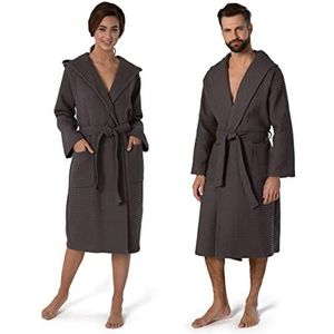 MÖVE Piquée badjas, mantel met capuchon in maat XL, 100% katoen, grafiet (grijs)