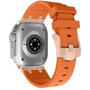 Vloeibare siliconen rubberen horlogeband voor Apple Watch Ultra 2 SE 2 49 mm 45 mm 44 mm 42 mm 41 mm 40 mm 38 mm zachte sport reservearmband metalen adapter voor iWatch Series 9 8 7 6 5 4, Roestvrij