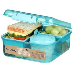 Sistema TO GO Bento Box | Lunchbox met yoghurt/fruitpot | 1,25 liter | gemaakt van gerecycled kunststof | recyclebaar met TerraCycle® | Teal steen