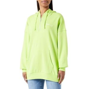 THEJOGGCONCEPT JCSAFINE Sweat-shirt à capuche demi-fermeture éclair pour femme - Pull long avec capuche - Coupe surdimensionnée, 130550/Lime Punch, M