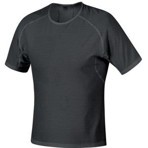 GORE Wear Heren shirt met korte mouwen, ademend, Gore M Base Layer Shirt, Maat: L, Kleur: Wit, 100018, zwart.
