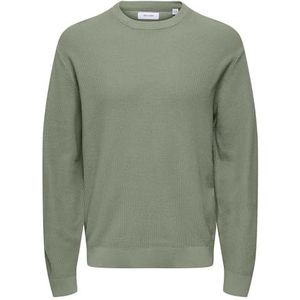 Only & Sons Onstony Ds 12 Ls Waffle Crew Knit Noos Onstony Ds 12 Ls Waffle Crew Knit Noos heren (1 stuk), Smeedijzer