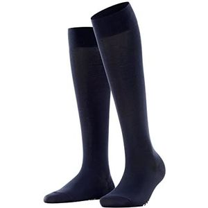 FALKE Dames Cotton Touch lange sokken ademend duurzaam extra zacht op de huid effen glanzende kleur elegante platte teennaad voor dagelijks gebruik 1 paar, Blauw (Dark Navy 6370) nieuw -