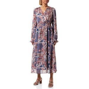 usha Robe longue pour femme avec imprimé cachemire 10526494-US01, bleu multicolore, taille XL, Bleu multicolore., XL