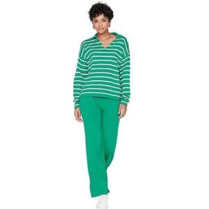 Trendyol Dames gebreide trui en broek kleurrijk, groen, S, Groen
