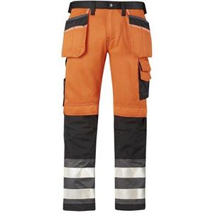 Snickers 3233 High Vis broek met holsterzakken, klasse 2, Oranje/Zwart