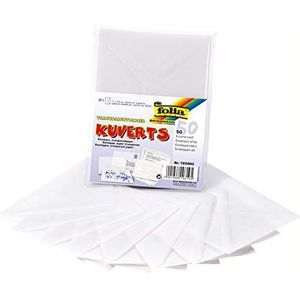 folia 50 enveloppen transparant papier wit ca. 11 x 15,5 cm - 115g/m² - formaat A6 kaarten - ideaal als envelop voor felicitaties, uitnodigingen en waardebonnen