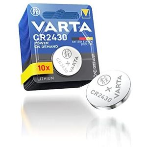 VARTA CR2430 Power on Demand knoopcelbatterijen, 3 V, kinderveiligheidsverpakking, voor slimme apparaten, autosleutels en andere toepassingen, 10 stuks [exclusief bij Amazon]