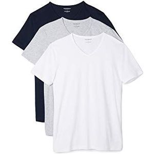 Emporio Armani Heren onderhemd 3 Pack Grijs Wit Marine S, grijs/wit/marineblauw