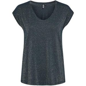 Pieces Pcbillo Tee_Lurex Stripes T-shirt voor dames, Pond/detail: gouden lurex