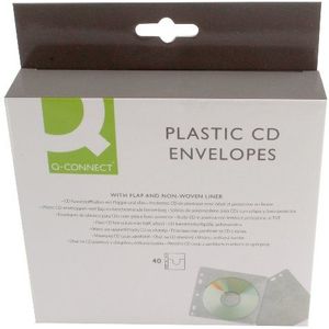 Q-Connect KF02208 CD-hoesjes, geperforeerd, transparant, 40 stuks