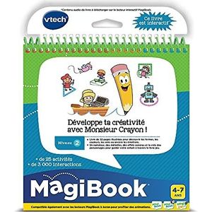 VTech - MagiBook, leerboek voor kinderen, niveau 2, ontwikkel je creativiteit met Mr. Potlode, geïllustreerde en interactieve pagina's, cadeau voor jongens en meisjes van 4 jaar tot 7 jaar - inhoud in