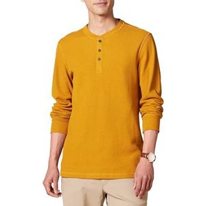 Amazon Essentials Chemise Henley gaufrée à manches longues, coupe classique pour hommes, doré, taille XS