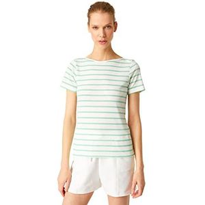 Koton Basic T-shirt met korte mouwen en ronde hals, Groen gestreept (12 K)