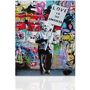 Declea Banksy Afbeelding op canvas, canvas, street art, graffiti, Banksy Made in Italy, Banksy Einstein, woondecoratie, klaar om op te hangen