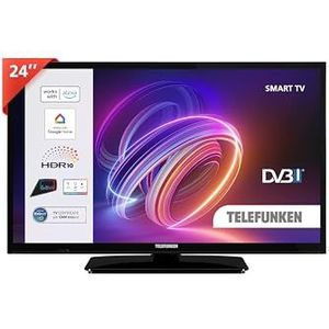 Telefunken Smart TV 24 inch HD Ready TE24553B42V2D, 24 inch led-tv met geïntegreerde Alexa, compatibel met Alexa en Google Assistant, digitaal DVB-T2, Dolby Vision HDR10
