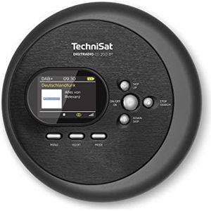 TechniSat DIGITRADIO CD 2GO BT – draagbare Dab+ radio met cd-speler (Dab+, FM, MP3 met Resume-functie, Bluetooth, ASP, hoofdtelefoonaansluiting, equalizer, favoriet geheugen) zwart