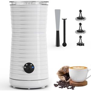 Morpilot Automatische elektrische melkopschuimer, cappuccino, 4-in-1 melkschuim, vrije keuze van de schuimdikte, stil en anti-aanbaklaag, wit